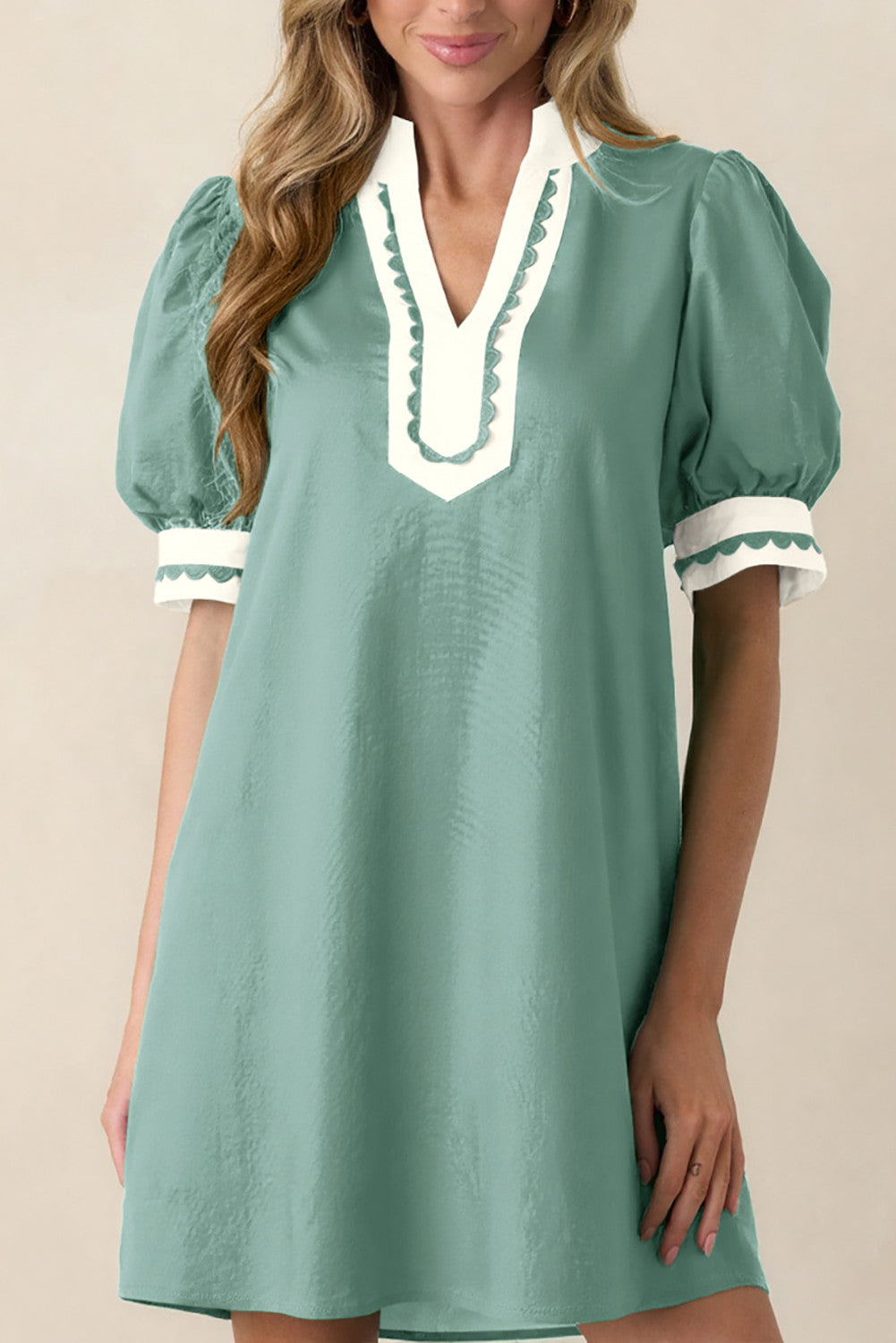 Green Scallop Dress RTS