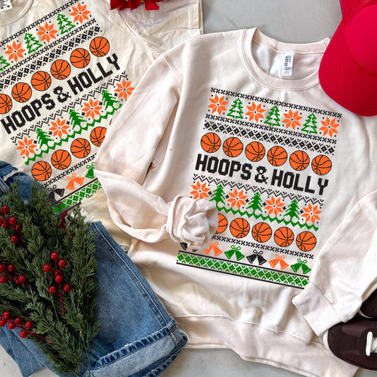 Hoops & Holly Christmas Tee or Sweatshirt