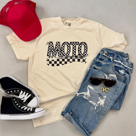 Moto Mom Motocross Checkered Tee