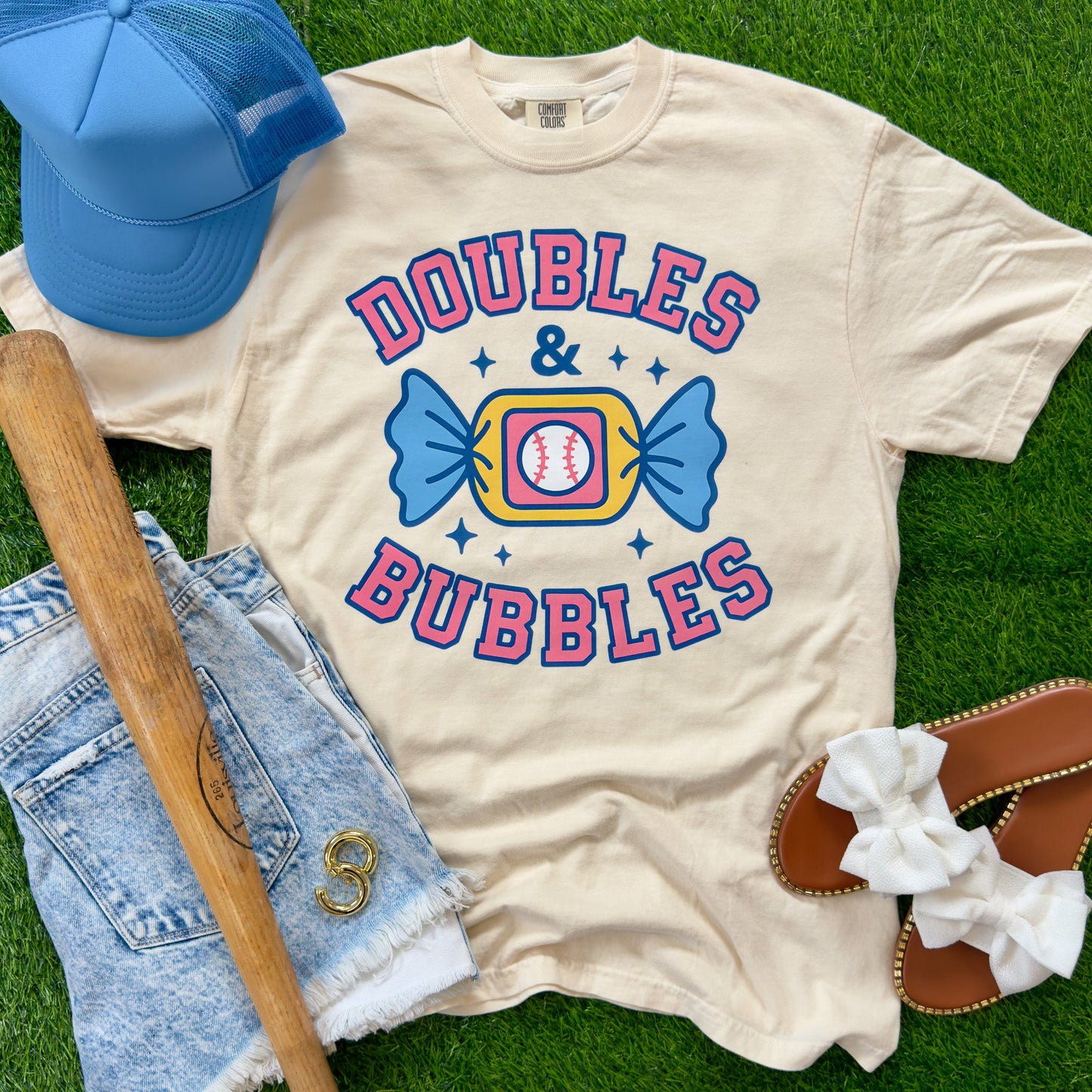 Doubles and Bubbles Baseball Adult Tee