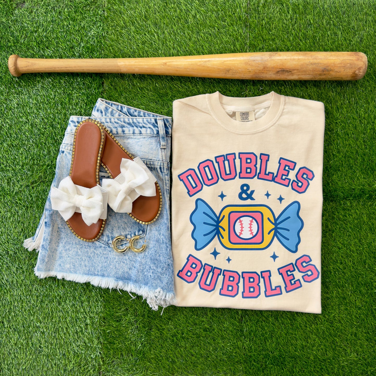 Doubles and Bubbles Baseball Adult Tee
