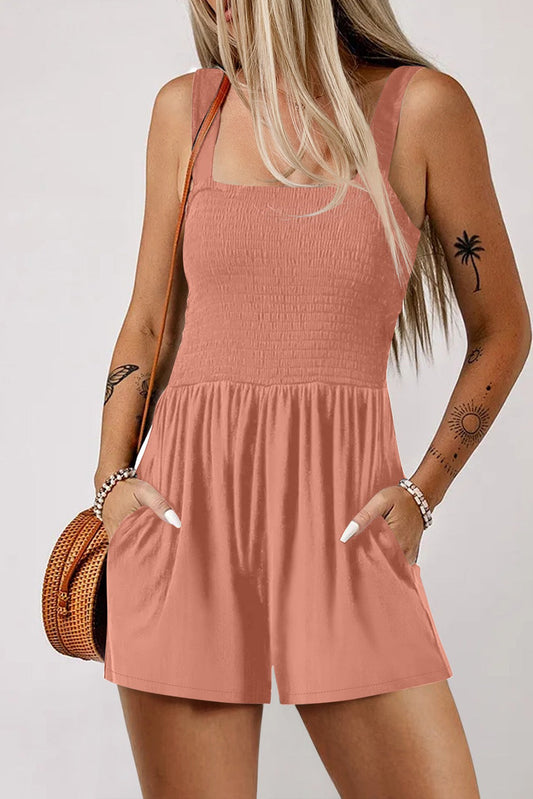 Apricot Pink Smocked Romper May.