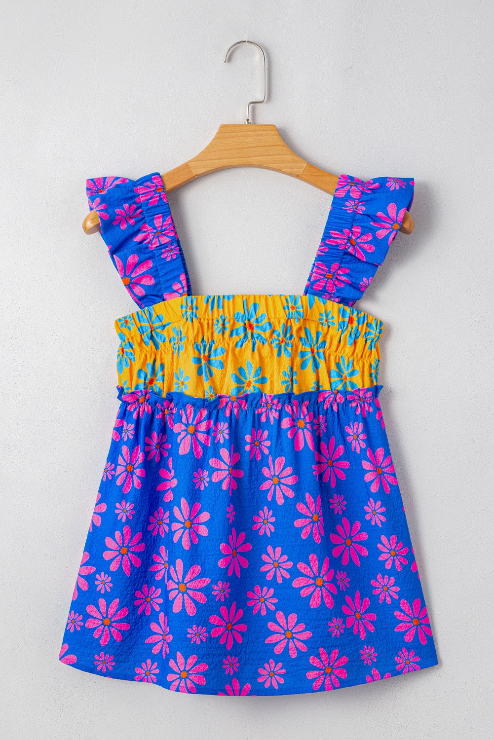 Blue Floral Flutter Tank Top May.