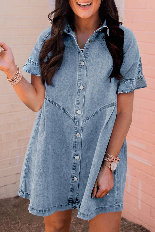 Button Up Denim Shirt Dress May.