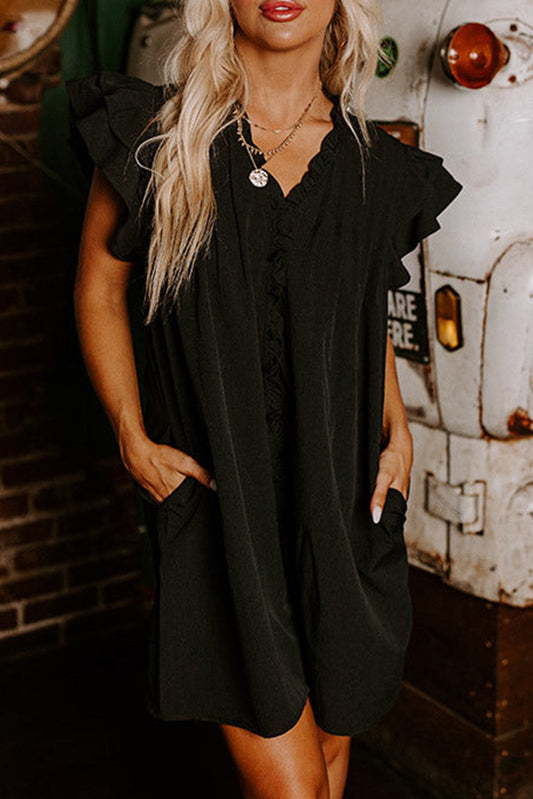 Black Ruffle Shift Dress May.