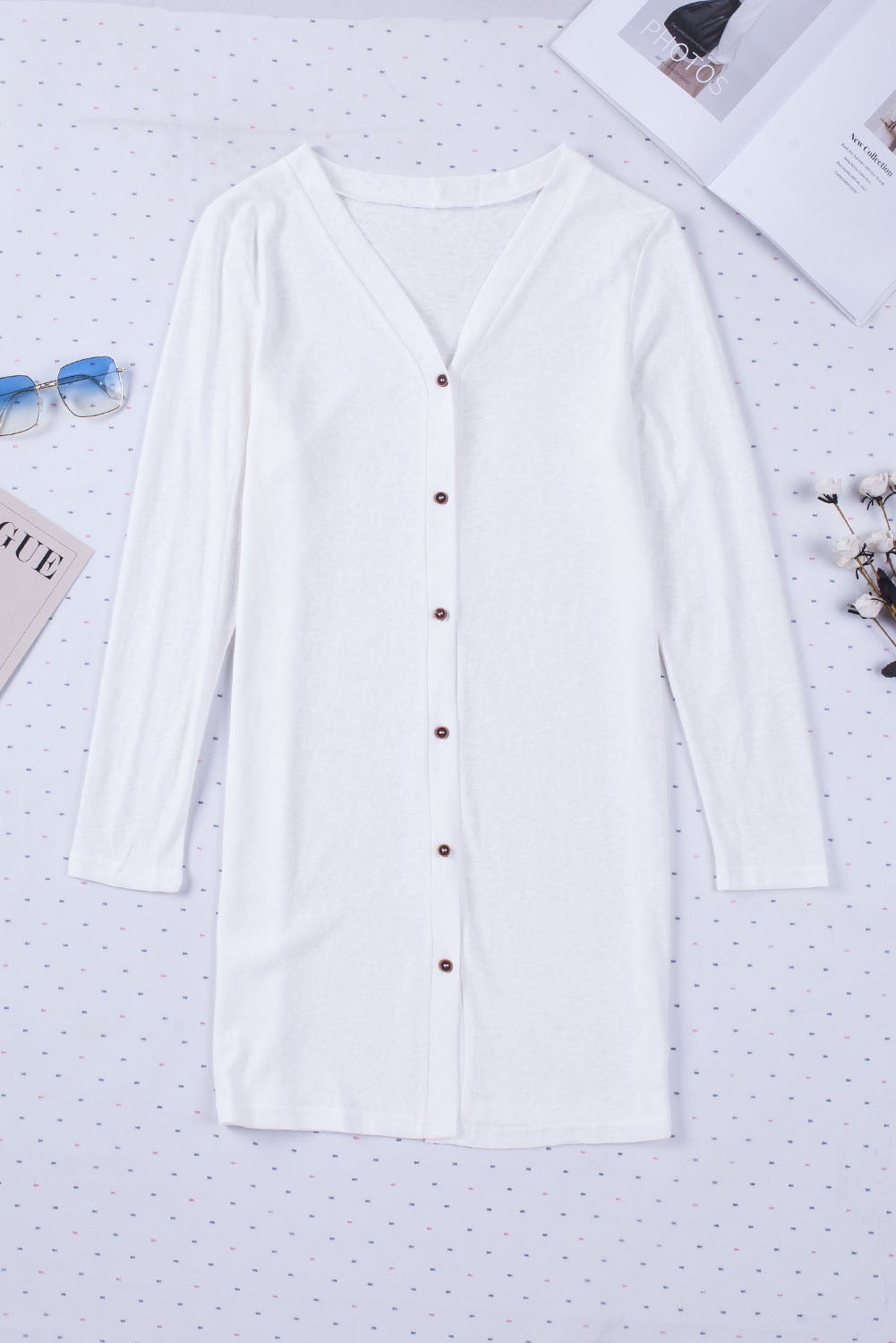White Button Cardigan May.