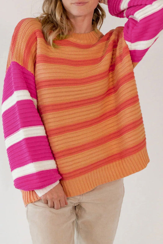 Orange Striped Colorblock Sweater December.