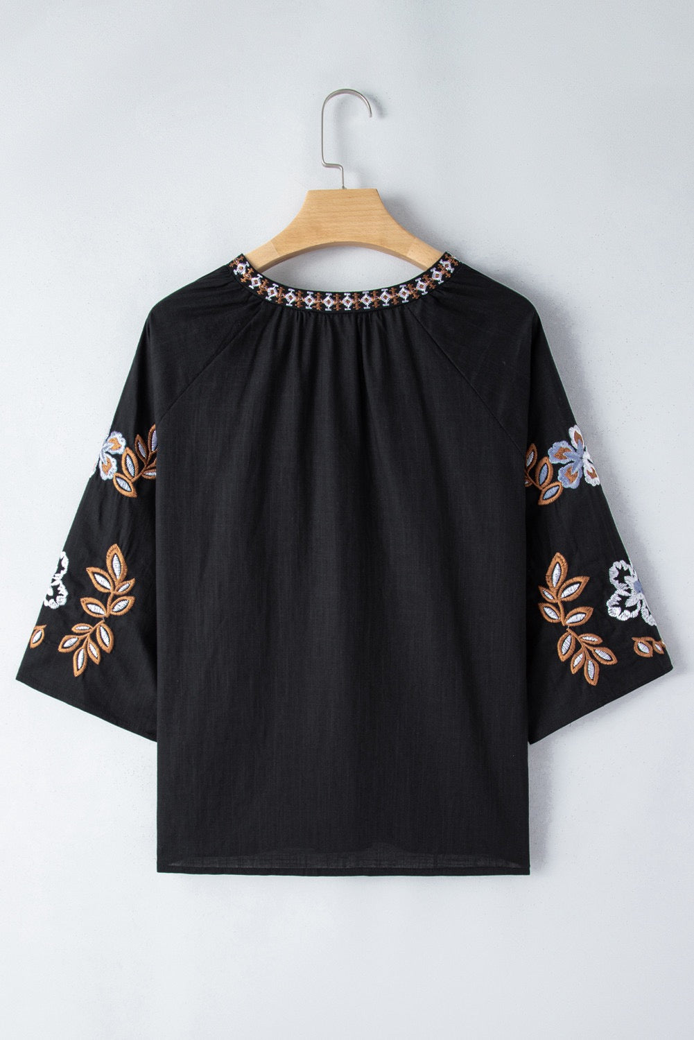 Black Floral Embroidered Blouse December.