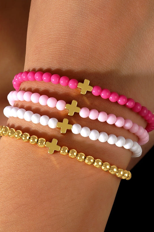 Pink Beaded Cross Bracelets LT