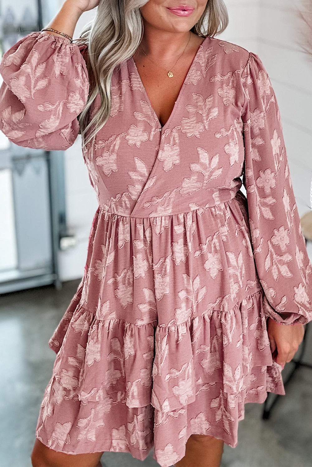 Dusty Pink Floral Plus Size Dress December.