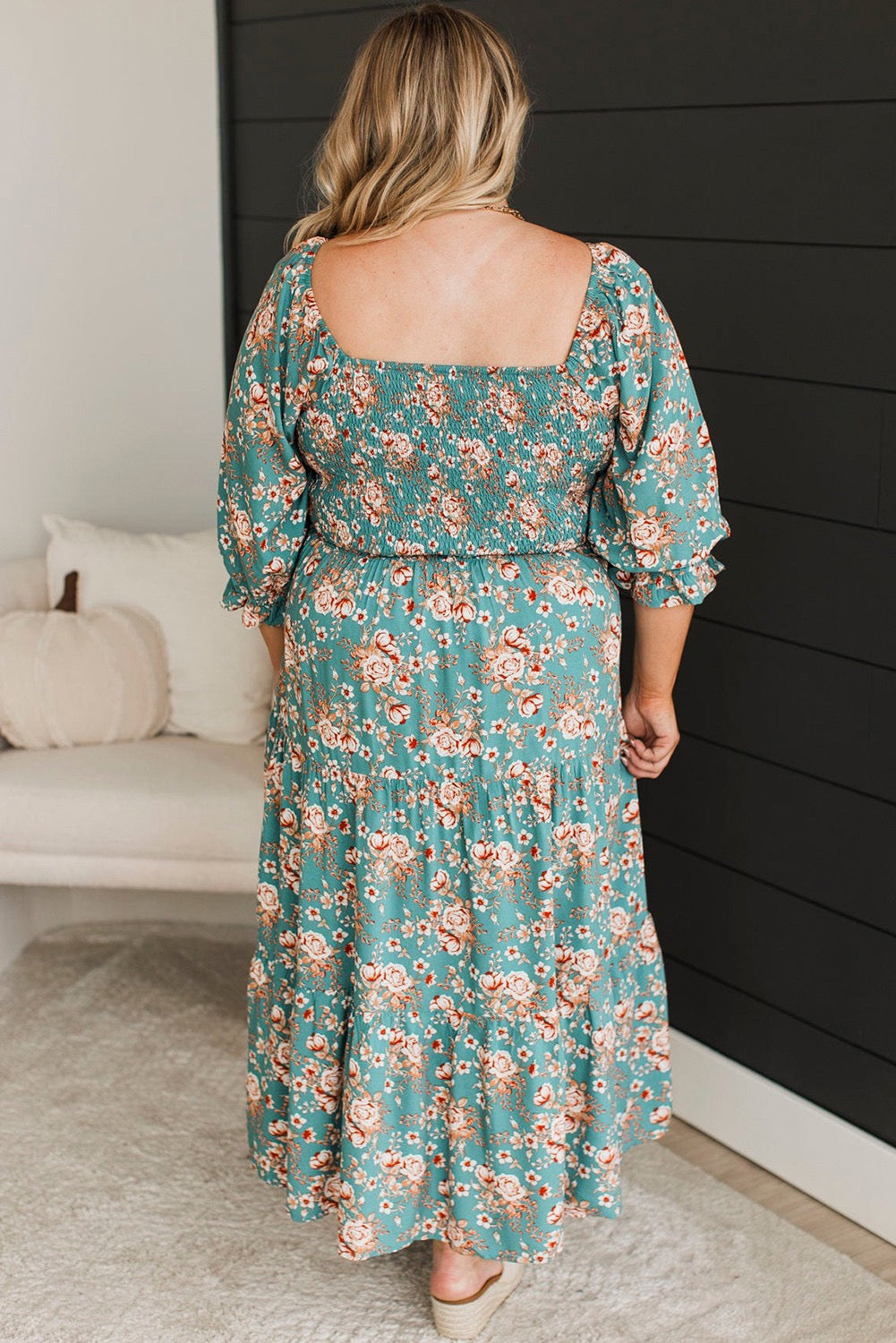 Teal Floral Plus Size Maxi December.