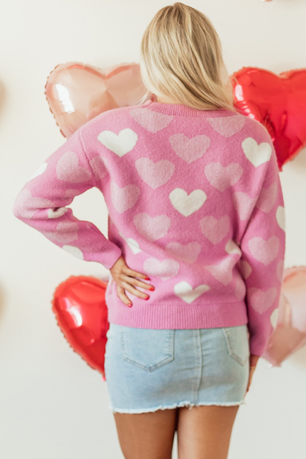 Pink Pearl Hearts Sweater December.