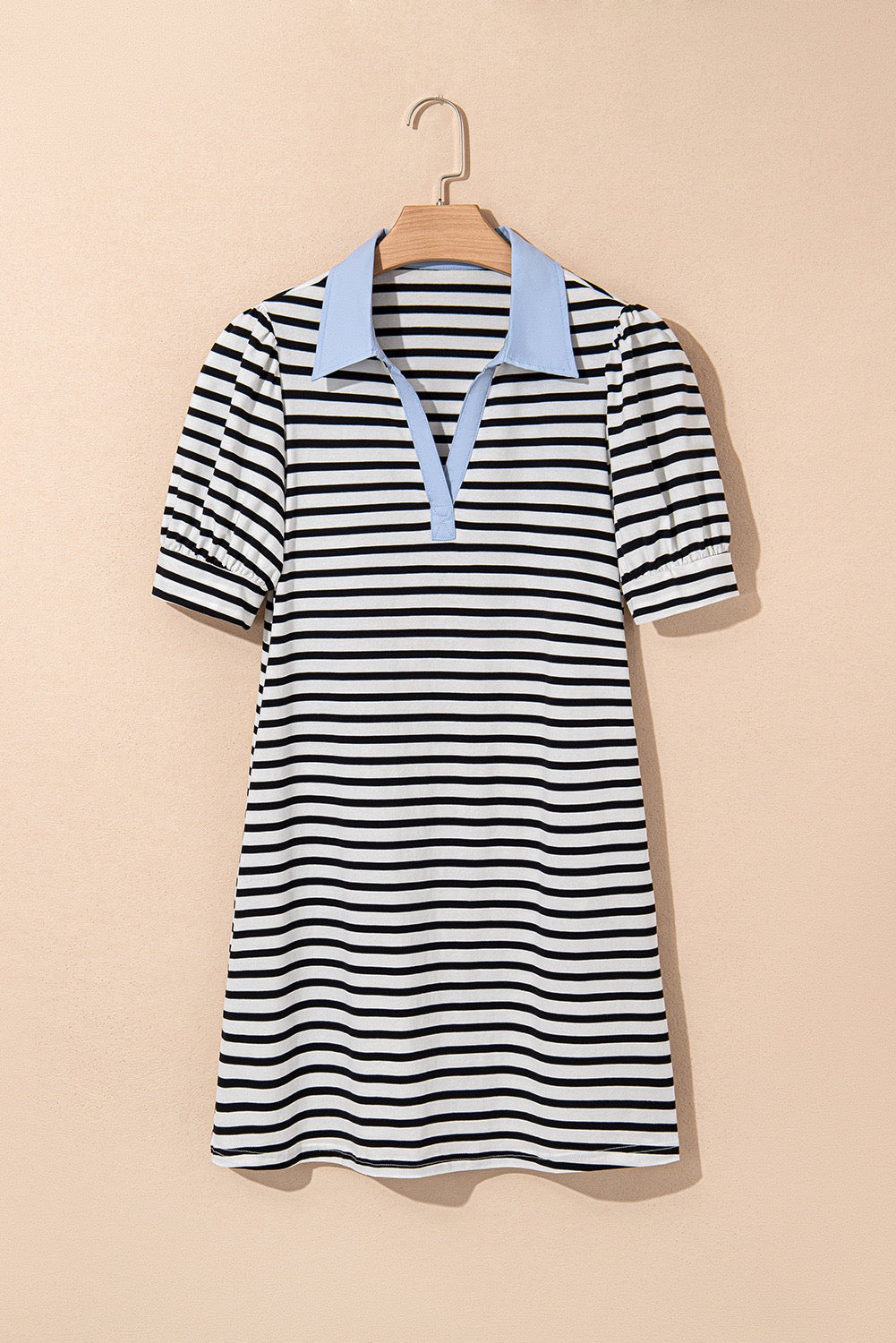 Striped Sky Blue Contrast Dress LT
