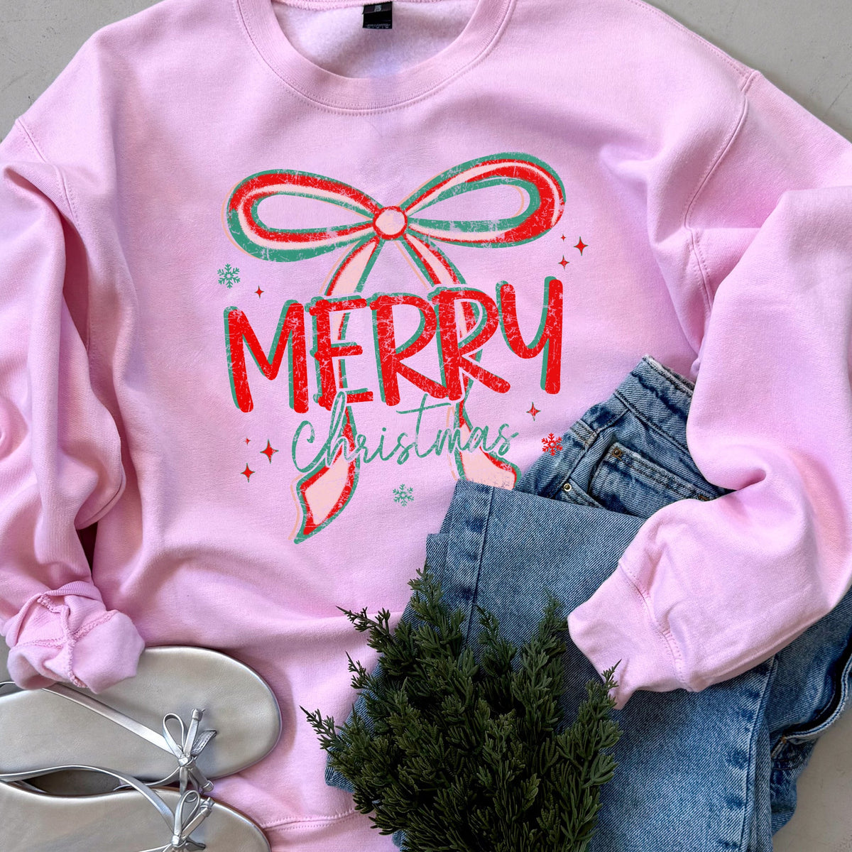 Merry Christmas Bow Sweatshirt or Tee
