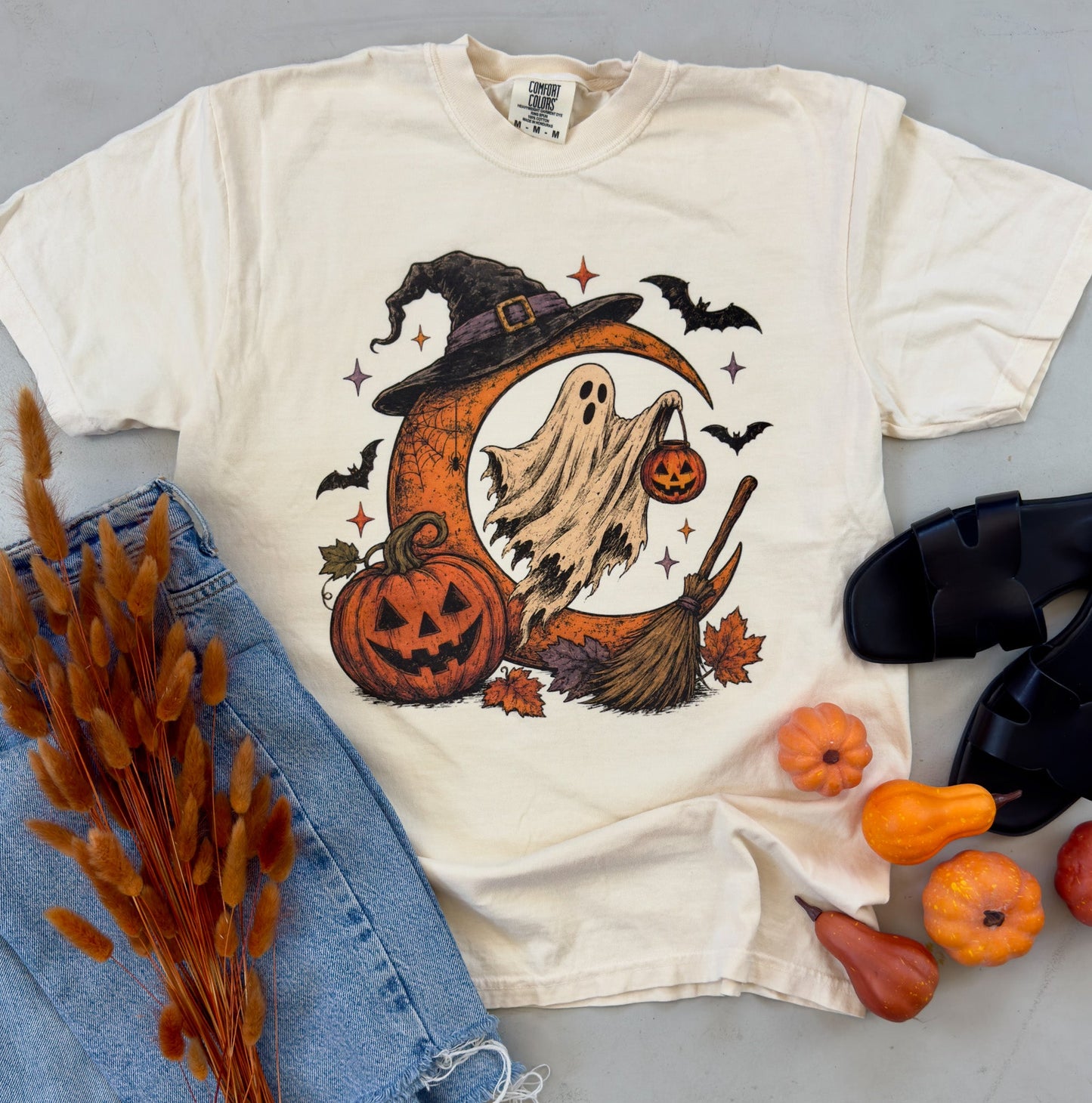 Moon and Ghost Halloween Graphic Tee