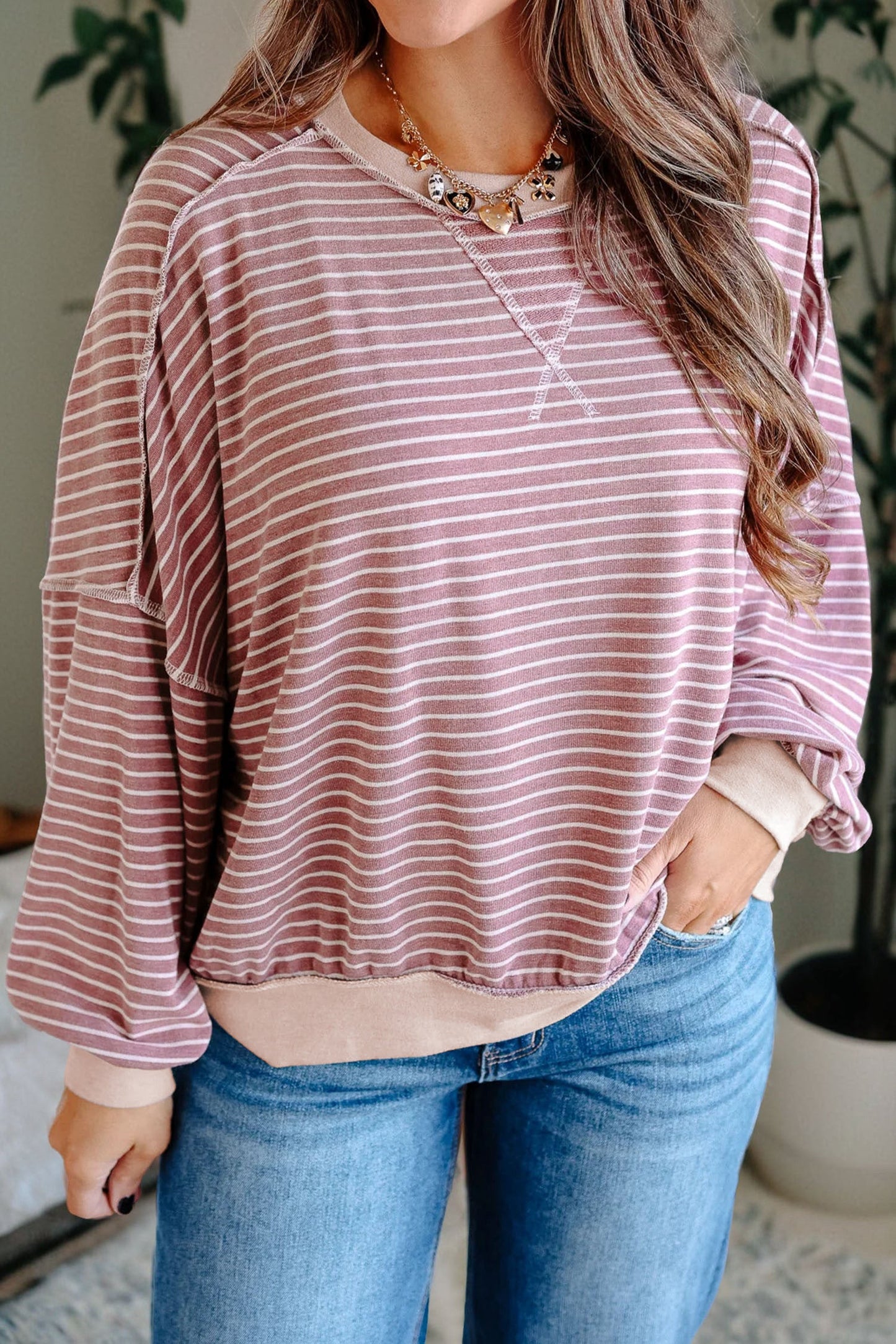 PInk Stripe Patchwork Top January.