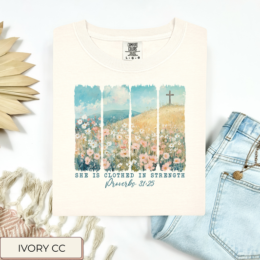 Clothed In Strength Tee.