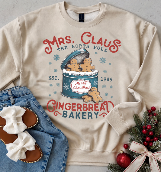Mrs. Claus Gingerbread Bakery Sweatshirt or Tee