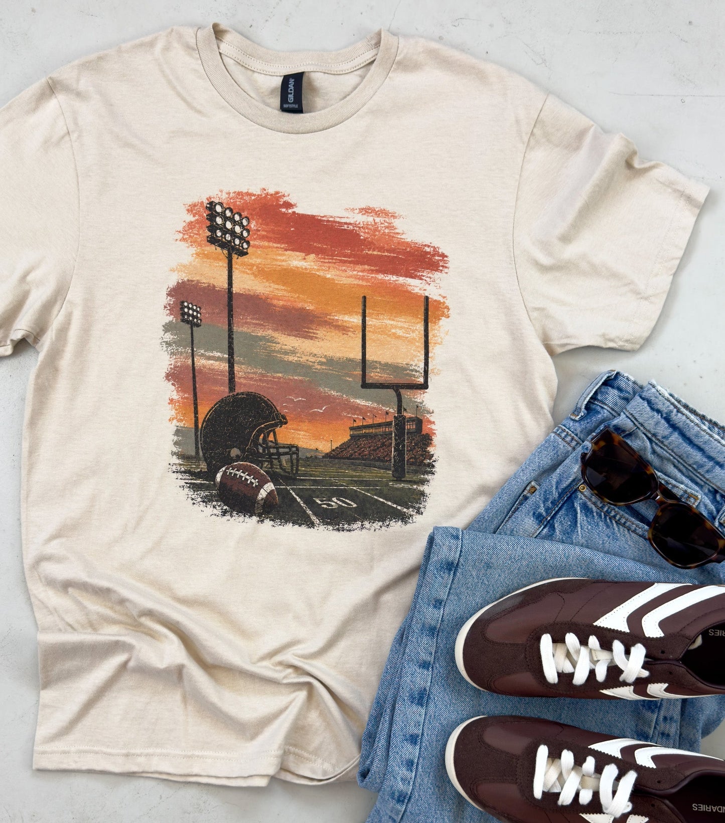 Sunset Football Field Graphic Tee