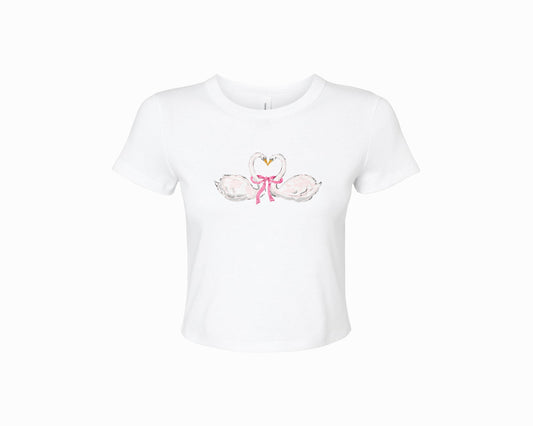 Love Swans | Graphic Crop Top | Romantic Cottage Core