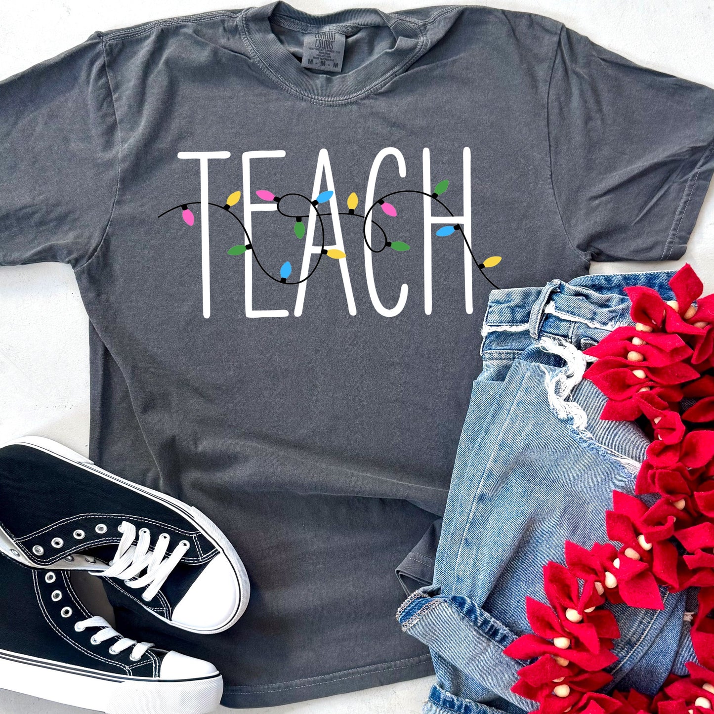 Teacher Christmas Lights Short or Long Sleeve