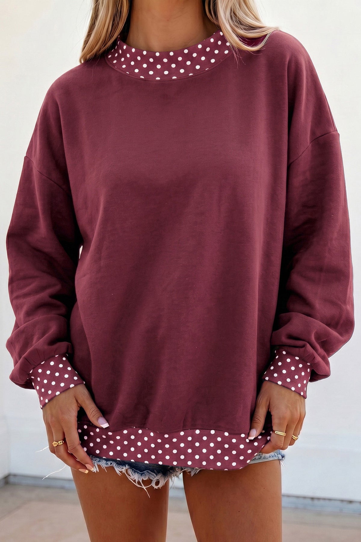 Polka Dot Trim Sweatshirt RTS