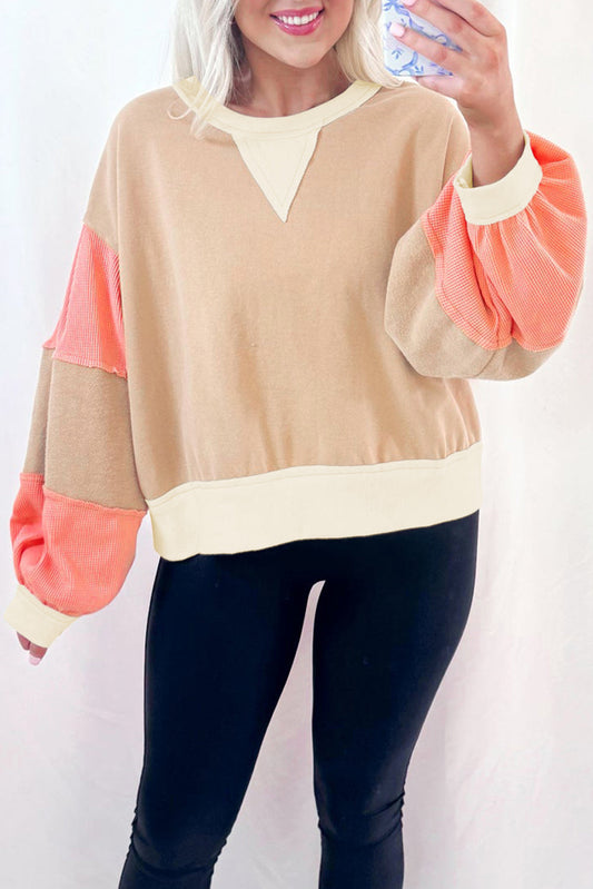 Beige and Peach Colorblock Pullover RTS