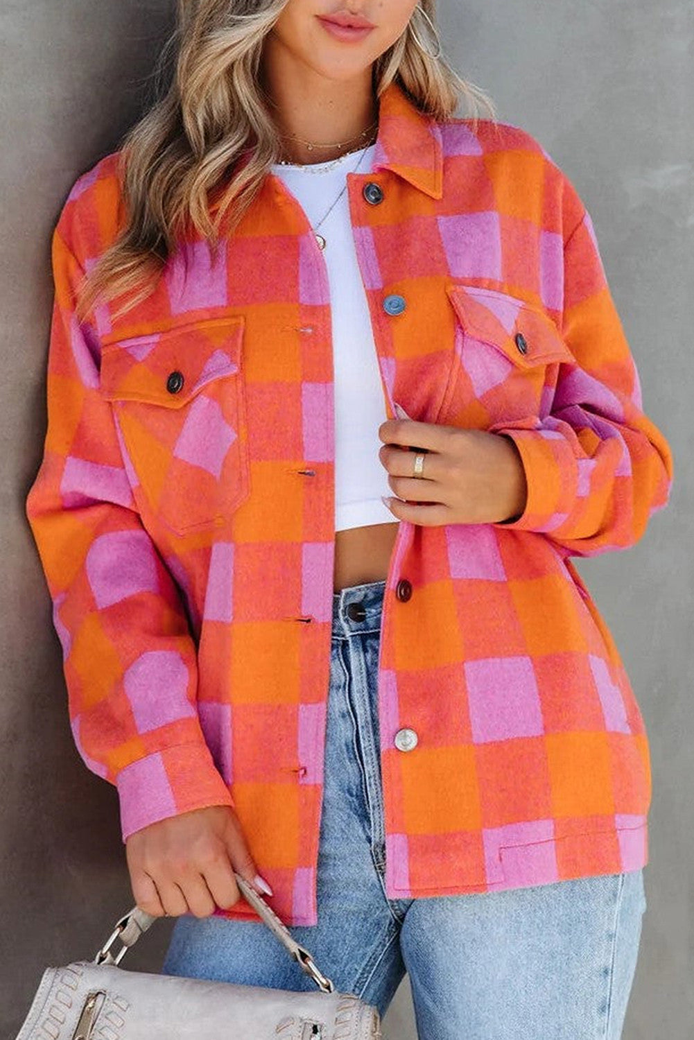 Orange Plaid Button Up Jacket RTS