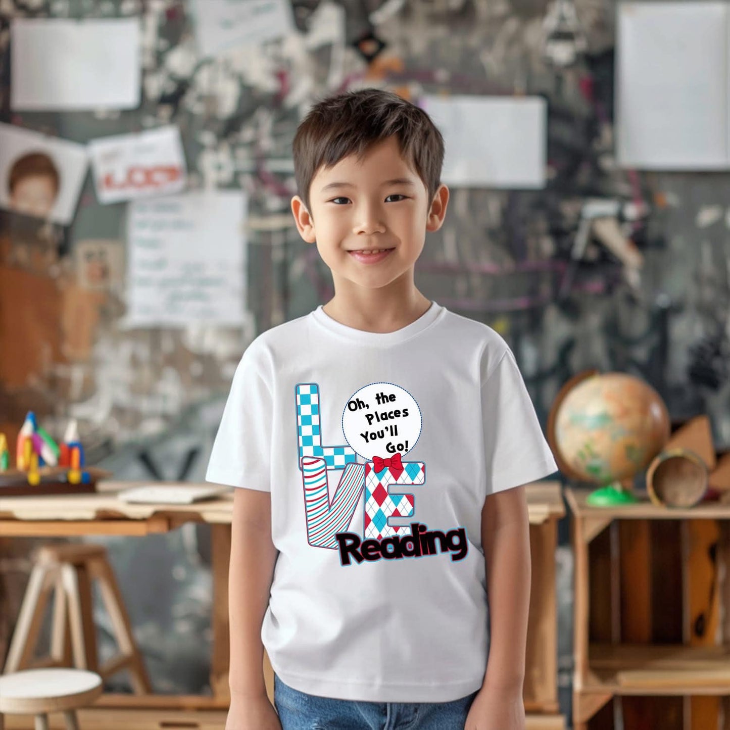 Oh the places you'll go Love Reading Kids t-shirt