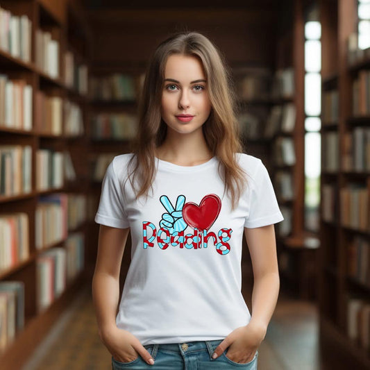 Peace Love Reading kids t-shirt